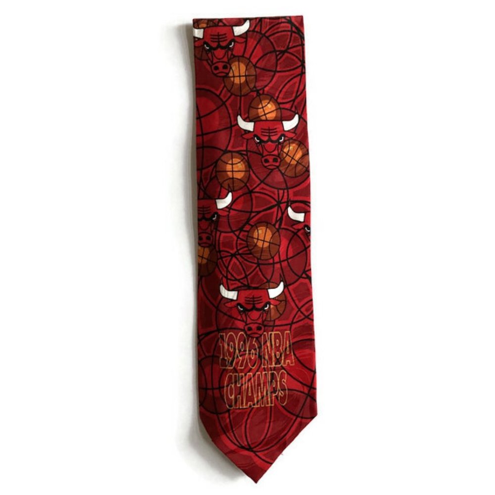 win lose or tie vintage chicago bulls 1996 nba champs mens neck tie silk new